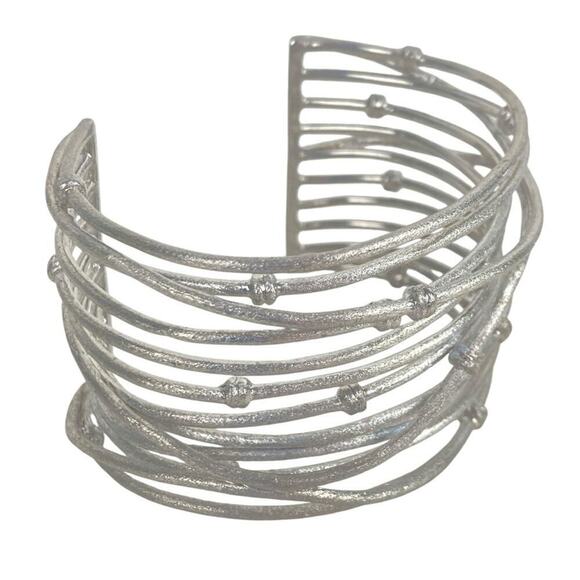 RIVKA Knotted Mina White Rhodium Cuff Bracelet - $229. - Picture 11 of 16